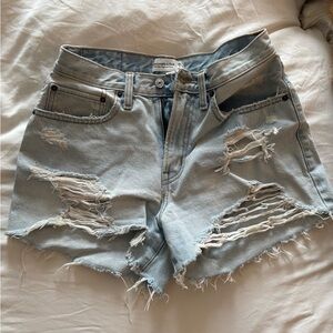 Abercrombie & Fitch Ripped Light Blue Jean Shorts